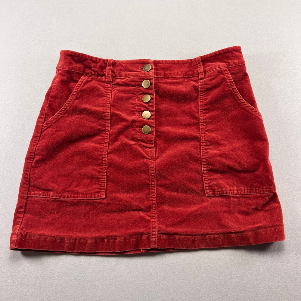 Forever 21 Mini Skirt Womens Large Red Cotton Stretch Formal Modern Minimalist